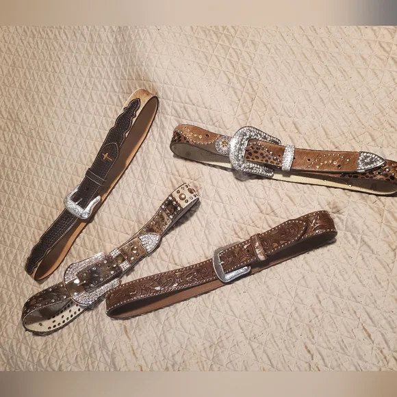 Size 36 ladies embellished cowhide leather belts CHOOSE 1 western sparkle gems - Picture 2 of 4